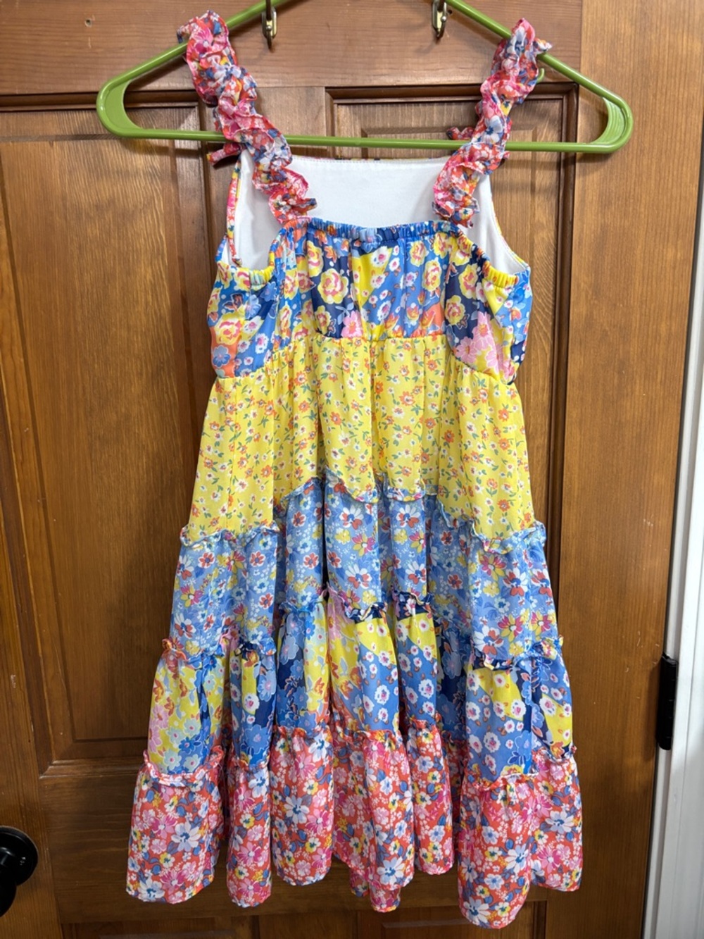 Jona Michelle Girls' Yellow & Blue Floral Tiered Sundress Size 8 EUC - Picture 3 of 6